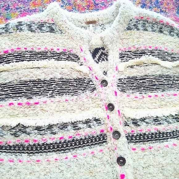 FREE PEOPLE COLOR POP HENLEY PULLOVER SWEATER SZ S EMBROIDERY FRINGE TRIM BOHO - Picture 11 of 15